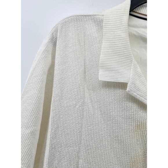 HUGO BOSS Men's Off-White Textured Regular-Fit Button-Up Short Sleeve Shirt SZ L - Picture 3 of 12